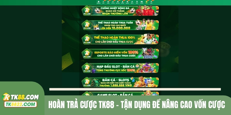 Hoàn trả cược TK88